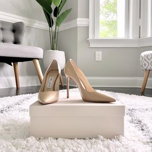 JIMMY CHOO Romy 110 Nude Leather Pointy Toe Pumps 36 💕